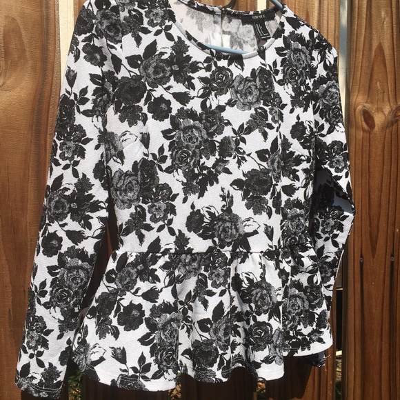 Forever 21 Peplum Floral Top Long Sleeve Size S - Picture 4 of 5